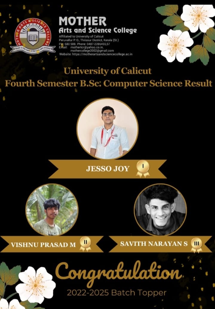 S4 B.Sc. Computer Science Results 2022 Admn